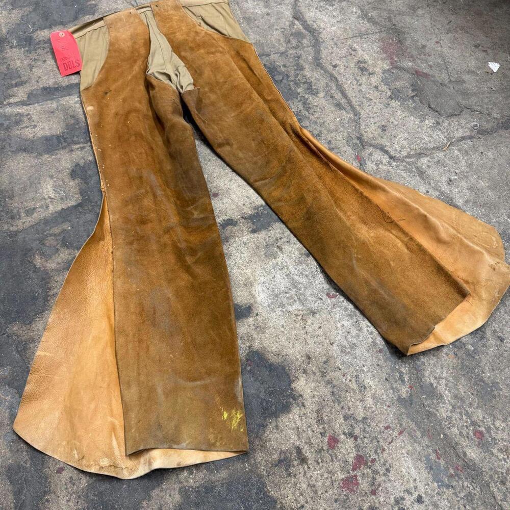 Vintage 1940s 50s Genuine Suede Western Film Costume Chap Bellbottom Trousers - Picture 7 of 8